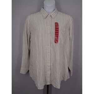 GAP Stripe Linen Rayon Button Shirt Size XL New